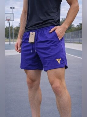Nike Kobe Shorts Mens 2XL Purple Gold Dri Fit Basketball Athletic